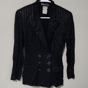 All That Jazz Blazer Womend Size 3 4 Black   Jacket Pinstripe